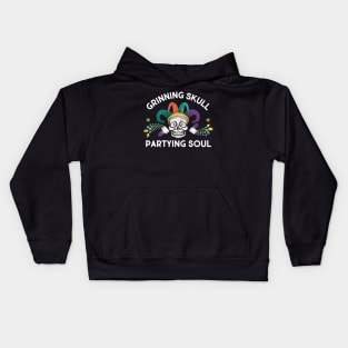 Grinning Skull Partying soul Mardi gras Kids Hoodie